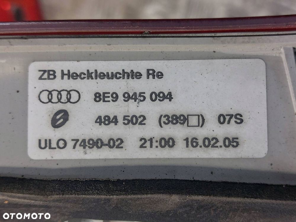 LAMPA LEWY TYŁ + PRAWY TYŁ AUDI A4 B7 KOMBI AVANT 8E9945095C 8E9945096C - 9