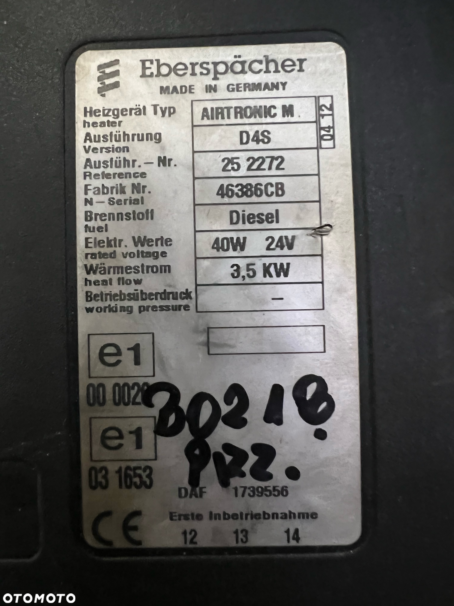 OGRZEWANIE WEBASTO DAF 85 CF 95 XF 105 106 1200 NETTO - 3