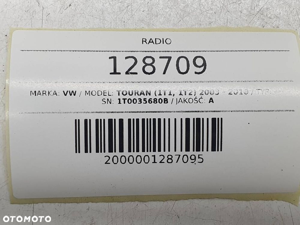 RADIO NAWIGACJA NAVI VW TOURAN 1T1 1T0035680B EUROPA - 7