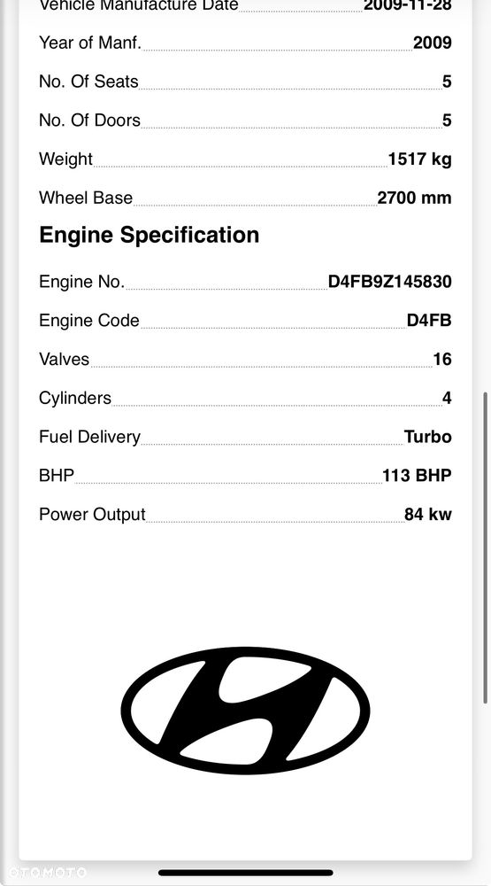 Silnik kompletny KIA Ceed Soul CARENS III Hyundai I20 I30 1.6 CRDI 116KM D4FB 69 tys mil 2009 - 7
