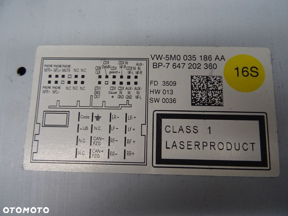 VW GOLF PLUS LIFT 09-14 2.0TDI RADIO CD 5M0035186AA - 4