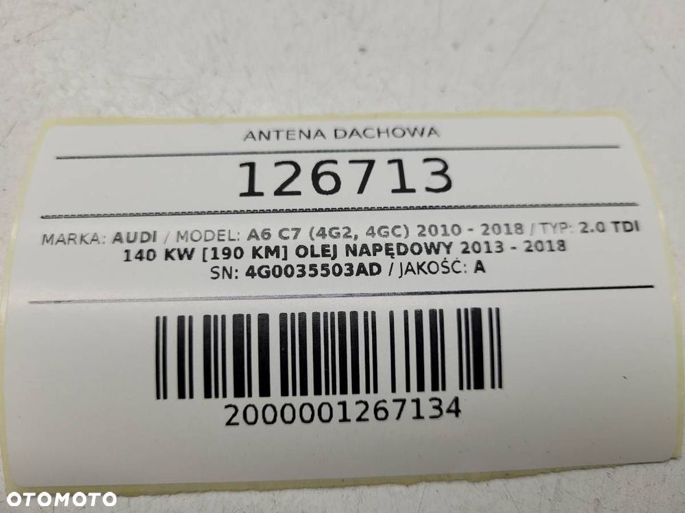 ANTENA DACHOWA 4G0035503AD AUDI A6 C7 2018 EUROPA BIAŁA - 8
