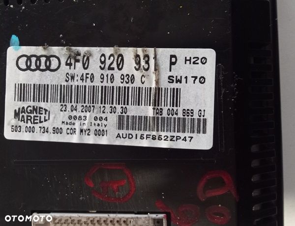 AUDI A6 C6 07r LICZNIK ZEGAR ZEGARY 4F0920931P - 2