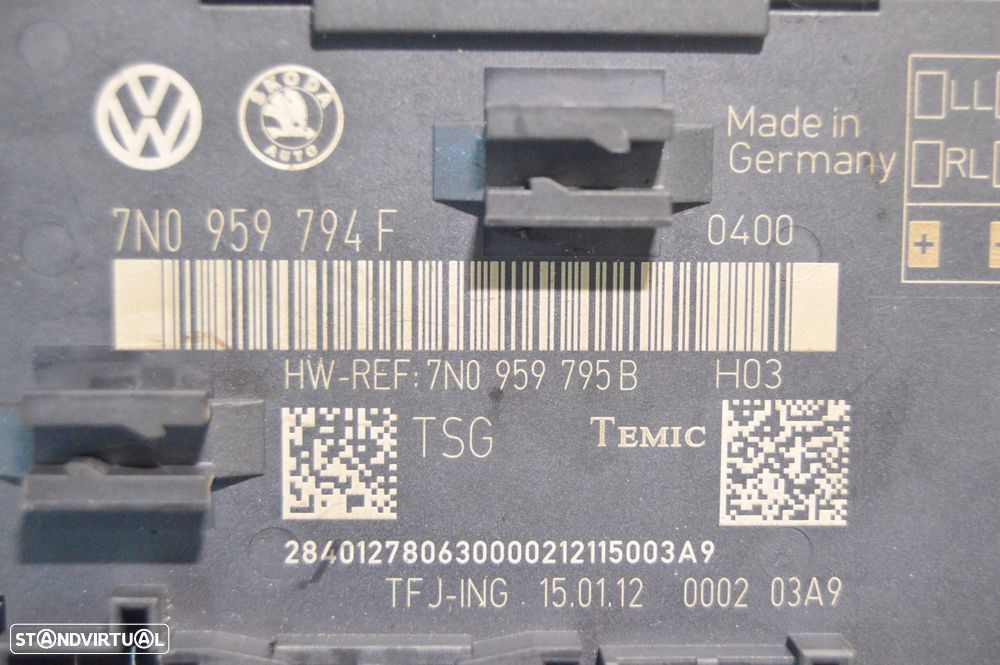 CENTRALINA ECU MOTOR PORTA TRASEIRA TRÁS ESQUERDA UNIDADE CONTROLO TEMIC VW VOLKSWAGEN 7N0959794F 7N0959794 VW VOLKSWAGEN SHARAN II 2 MK2 7N1 7N2 SEAT ALHAMBRA - 6