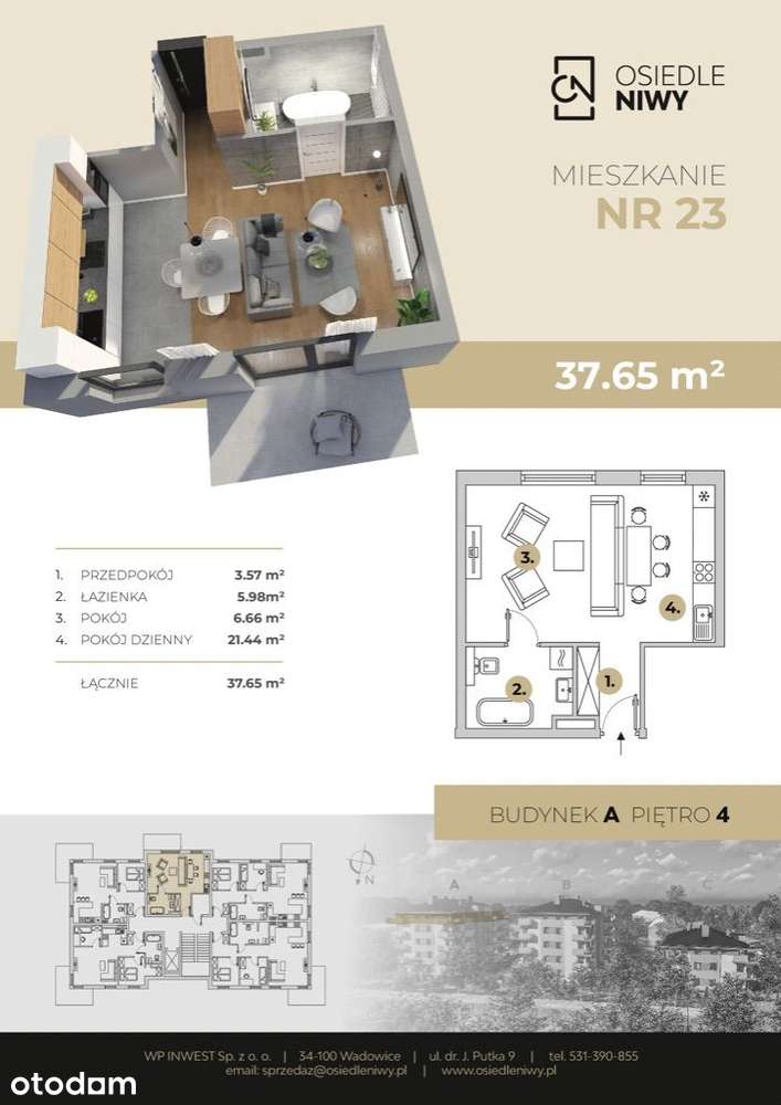 Kawalerka, PIĘKNY WIDOK , 4 piętro, WINDA - Pełny obrazek: 2/22