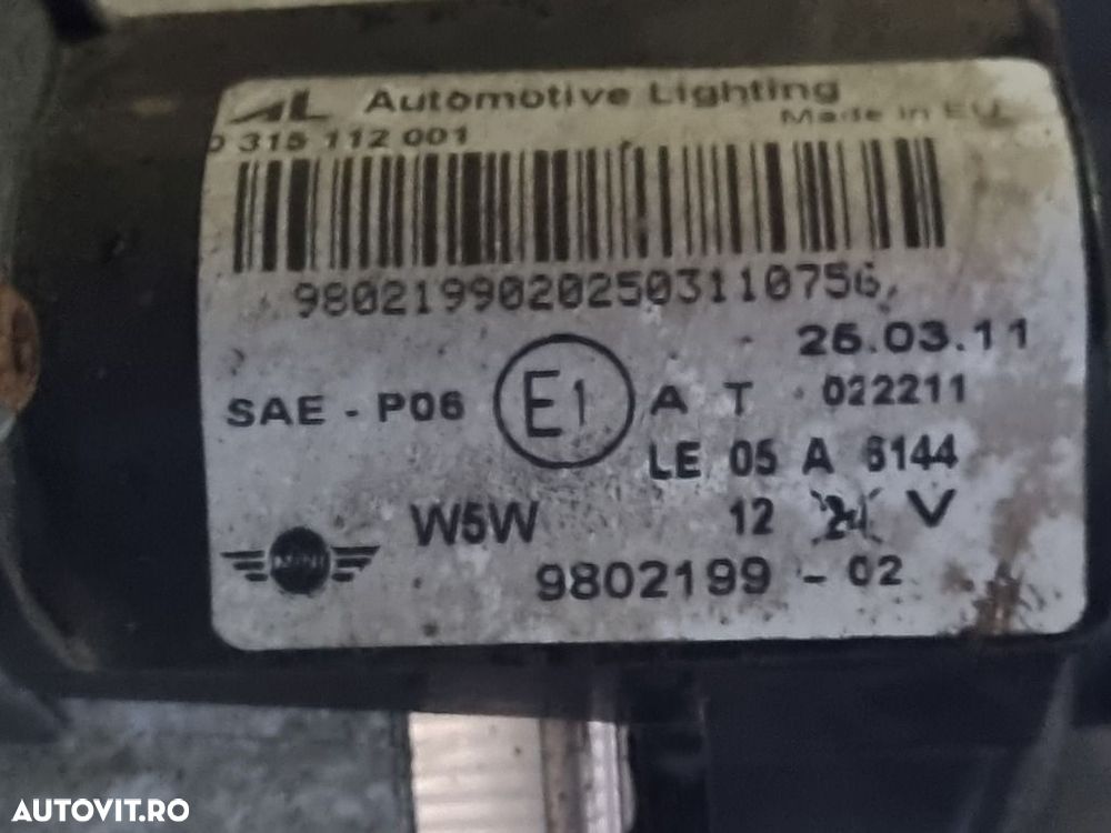 Bara fata Mini Countryman 2010 - 2016 Alb (1108) Benzina LOVITA ZGARIATA - 10