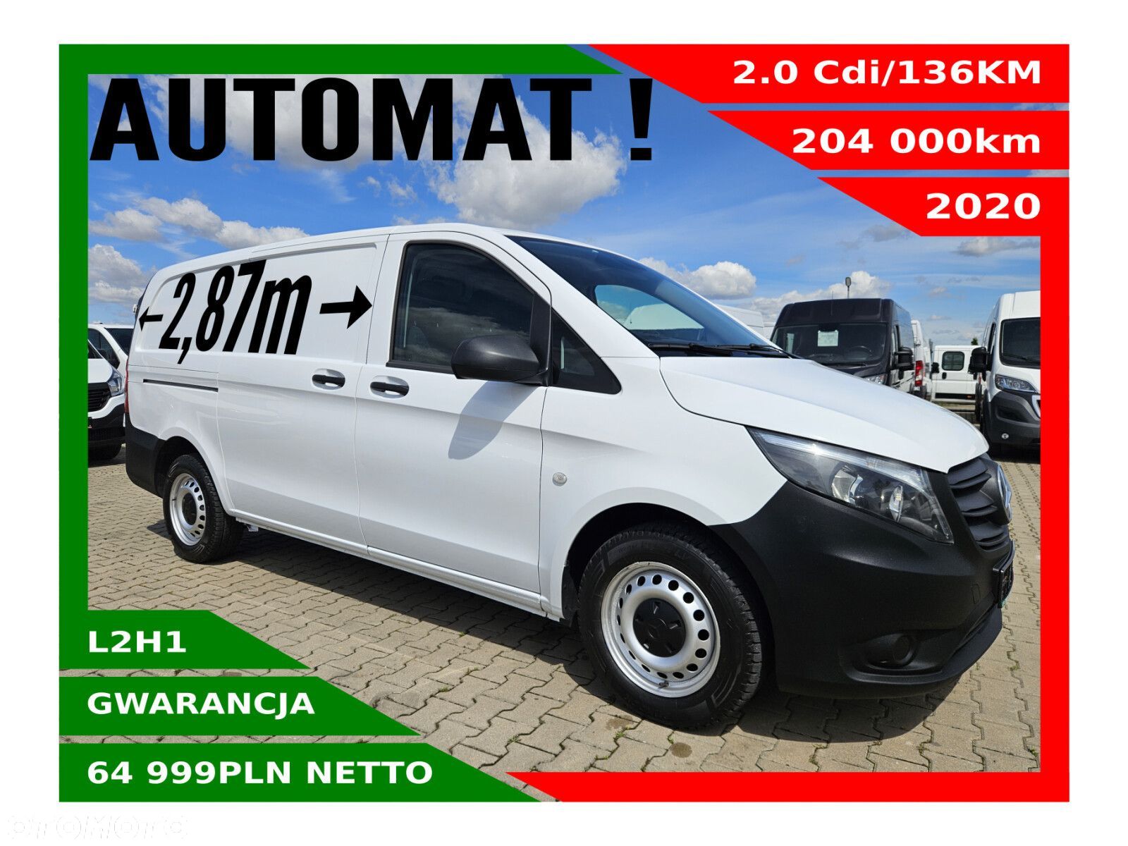 Mercedes-Benz vito L2H1 *64999zł NETTO* 2.0Cdi/136KM - 1