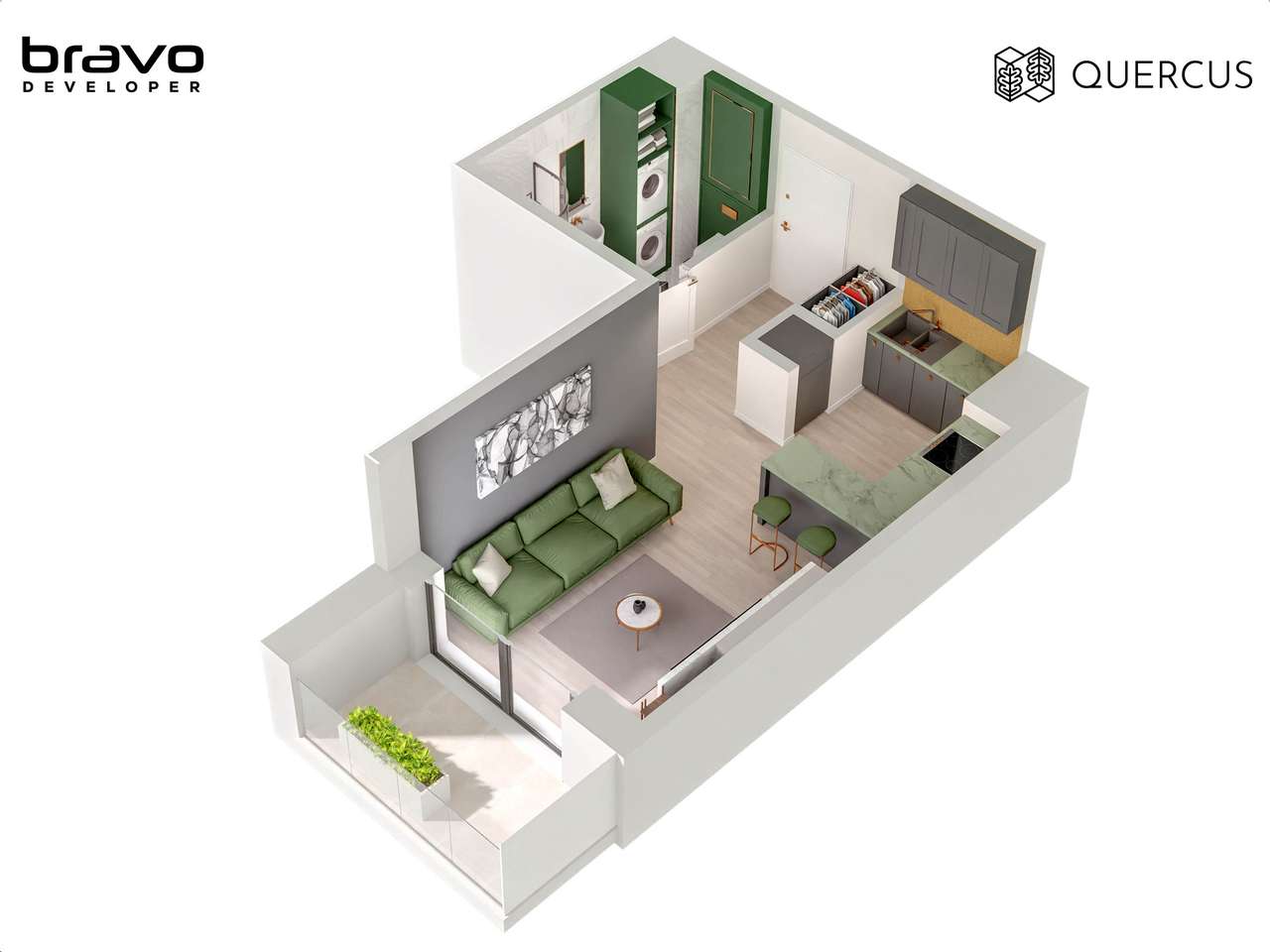 Quercus C.45.B kawalerka z balkonem na 4 piętrze