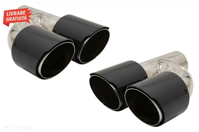 Difuzor Bara Spate si Ornamente toba Carbon Fiber Finisaj Lucios Audi A4 B8 Faceli- livrare gratuita - 8