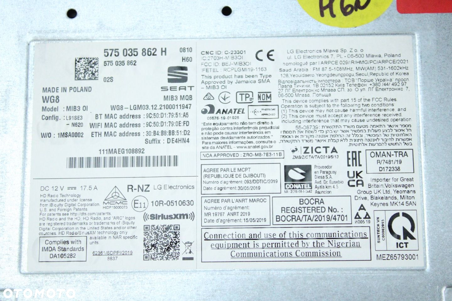CZYTNIK NAWIGACJI SEAT TARRACO 575035862H NISKI PRZEBIEG - 4