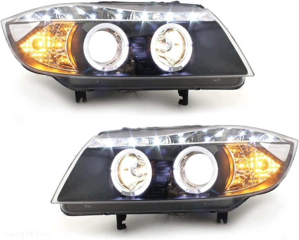 Reflektory Lampy kpl Ringi Angel Eyes LED Tuning Black Bmw 3 e90 e91 04-08 - 3