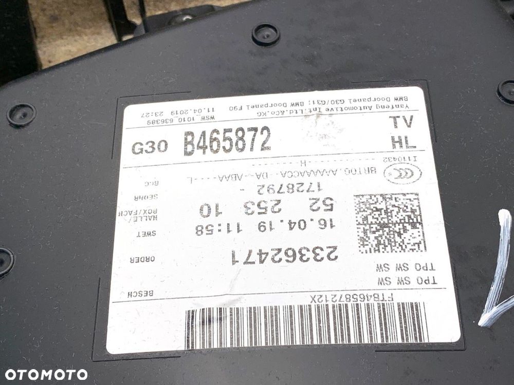 BOCZEK DRZWI LEWY TYŁ  BMW 5 (G30, F90) 2016 - 2022 530 e Plug-in-Hybrid 135 kW [184 KM] Hybryda - 4