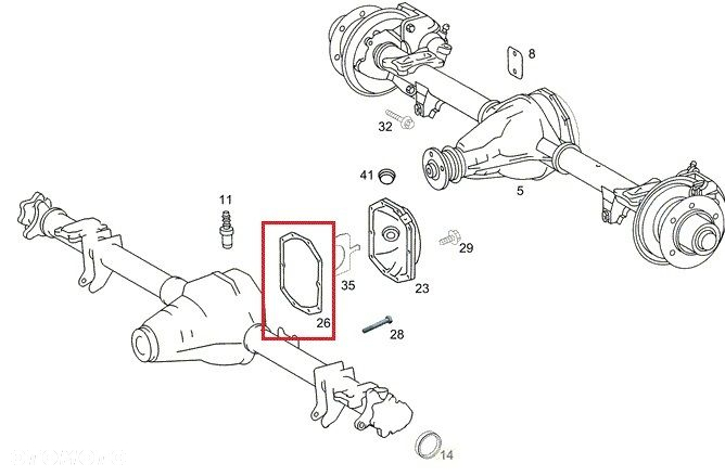 MERCEDES SPRINTER 906 907 Uszczelka mostu tyl OE - 5