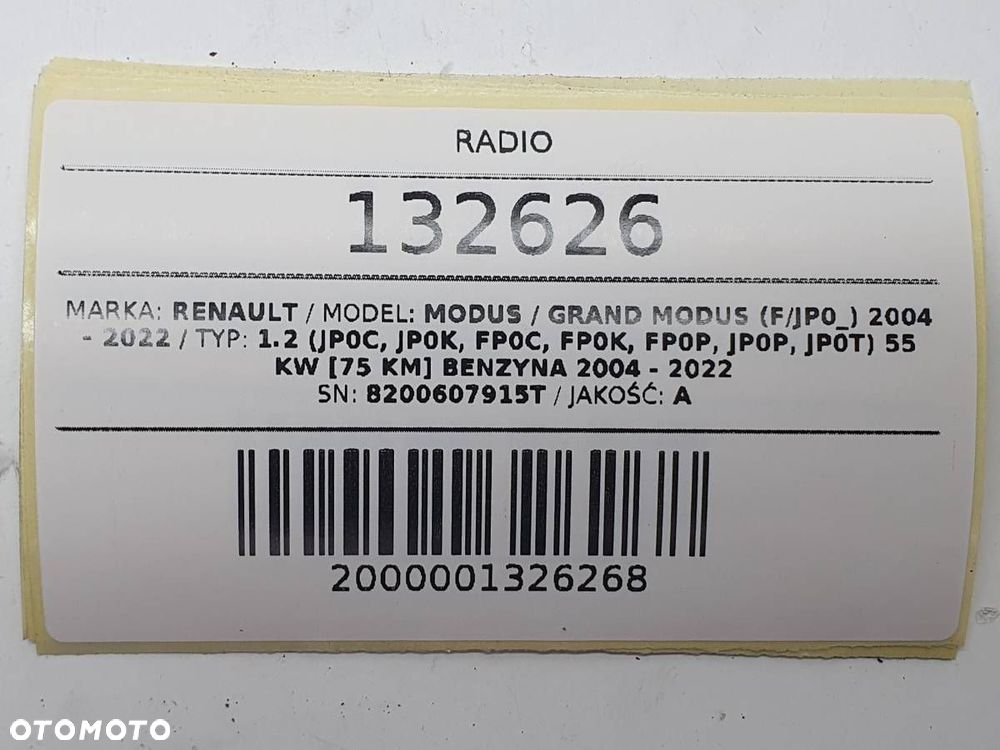 RADIO FABRYCZNE 8200607915T RENAULT MODUS SCENIC MEGANE EU - 6