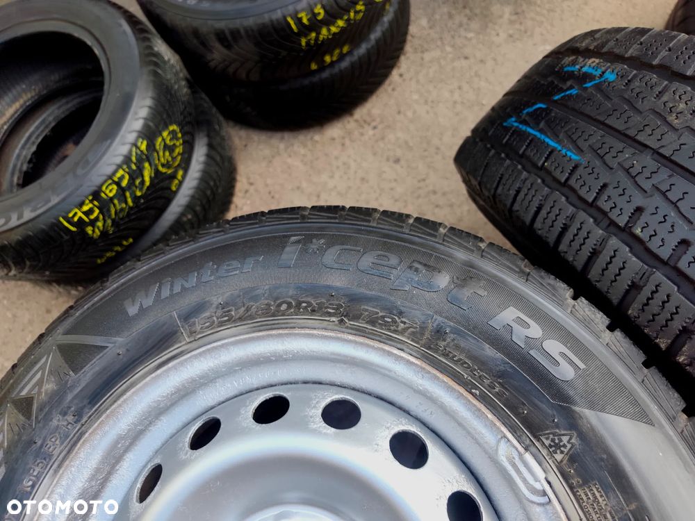 4x98 Felgi Stalowe Stal 13 Koła Zimowe Zima Opony FIAT SEICENTO CINQUECENTO UNO PUNTO PANDA LANCIA Y10 YPSILON SEAT IBIZA Łada Lada 155/80R13 HANKOOK WINTER I*CEPT RS 7mm Legnica ALU-RAD 155/80 - 11