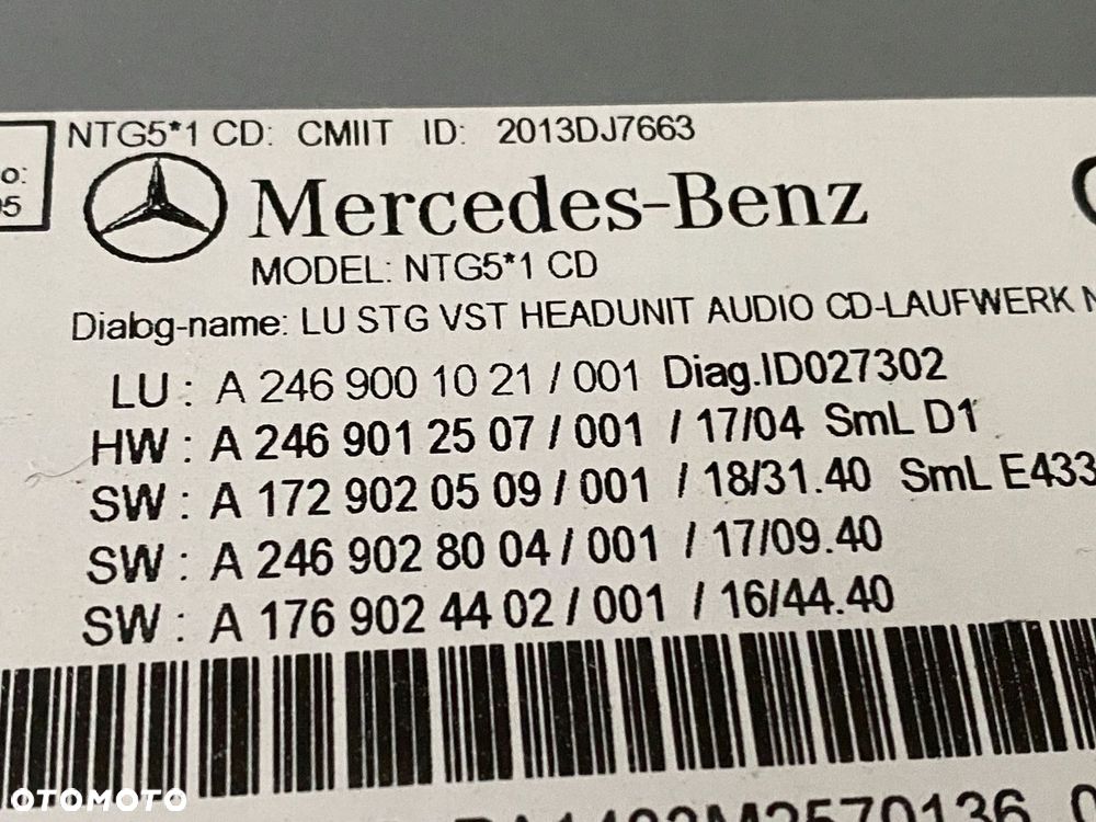 MERCEDES 246 lift 117 gla radio A 2469001021 - 3