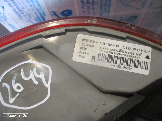 Farol Tras BMW725195805  H4725195805 BMW E92 COUPE FASE 2 2012 335D 285CV 2P BRANCO DRT ORIGINAL - 3