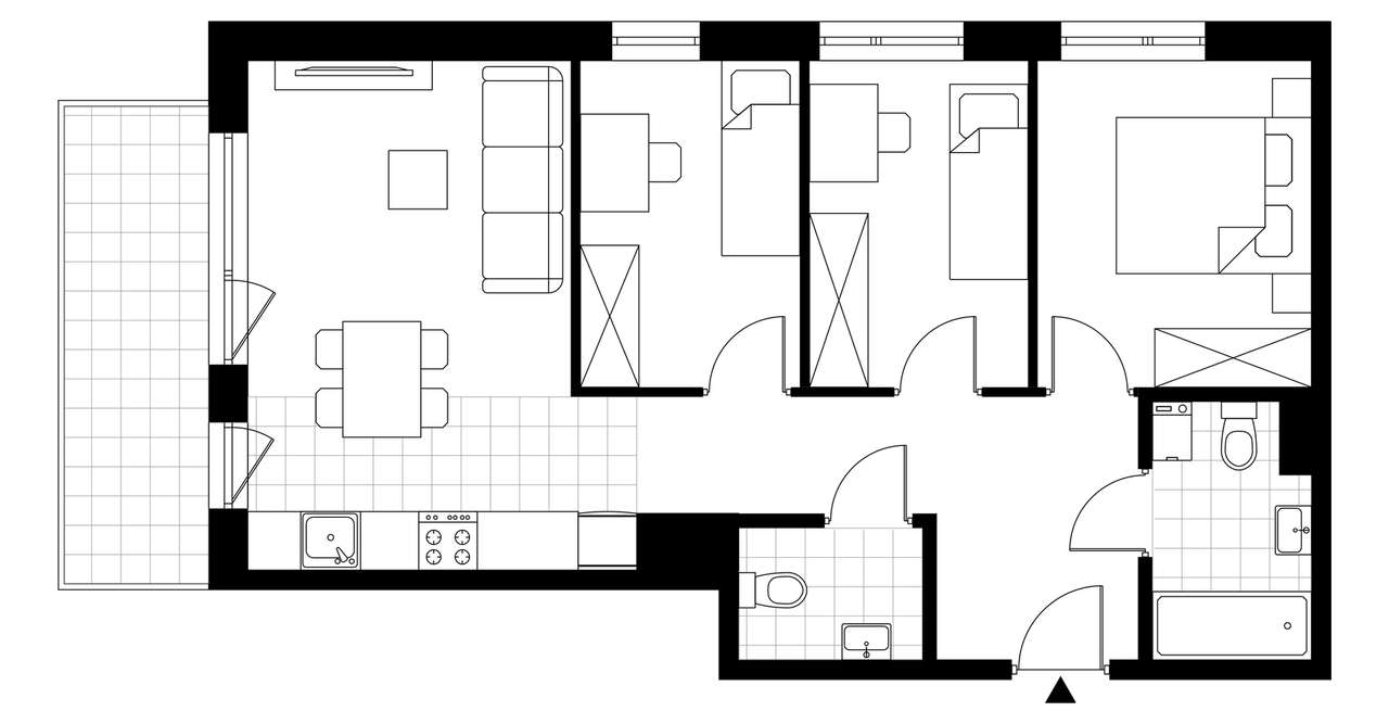 4-pokojowe mieszkanie 60m2 + balkon Bez Prowizji - Pełny obrazek: 3/5