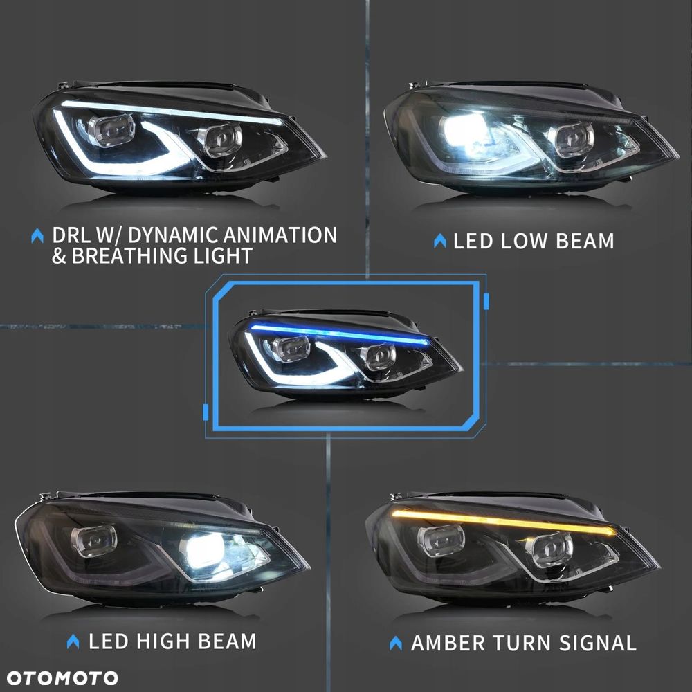 Reflektory Lampy kpl Vland Full Led Neon Tuning VW Golf VII 7 5g 2012-2017 - 7
