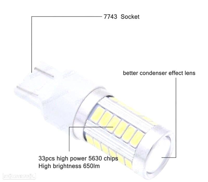 LÂMPADA LED T20 BRANCA 33 LED SMS CANBUS - 2