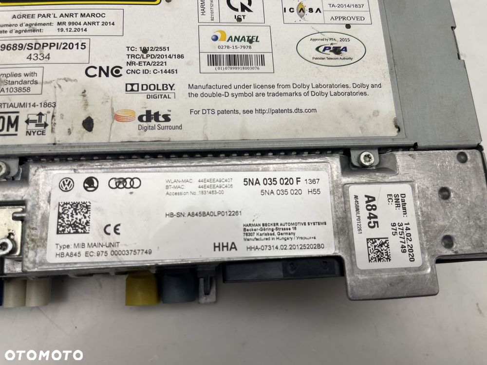 NAWIGACJA CZYTNIK KART RADIO MULTIMEDIA Volkswagen MIB/MIB2 5NA035020F - 3