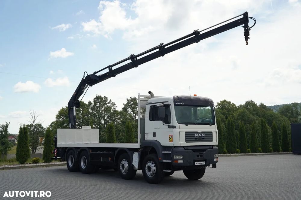 MAN TGA 35.360 /  PLATFORMA 8x4 + HDS HIAB 166 D-4 / MAX UDŹWIG: 4 600 KG / ROTATOR / PILOT - 9