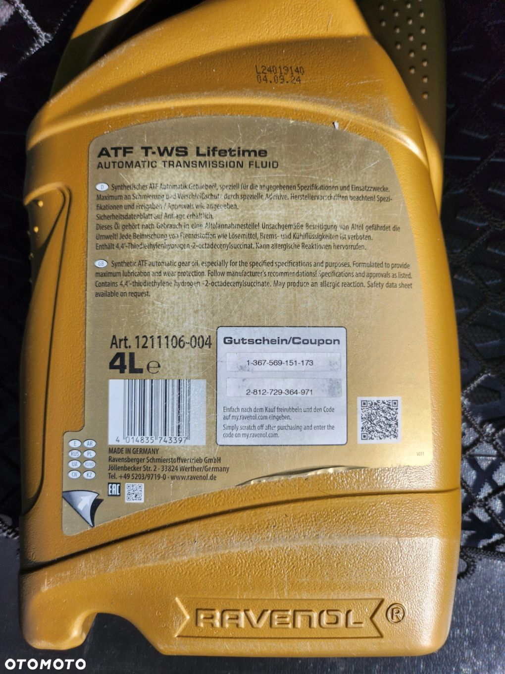 Olej Przekładniowy RAVENOL ATF T-WS LIFETIME 4L - 4