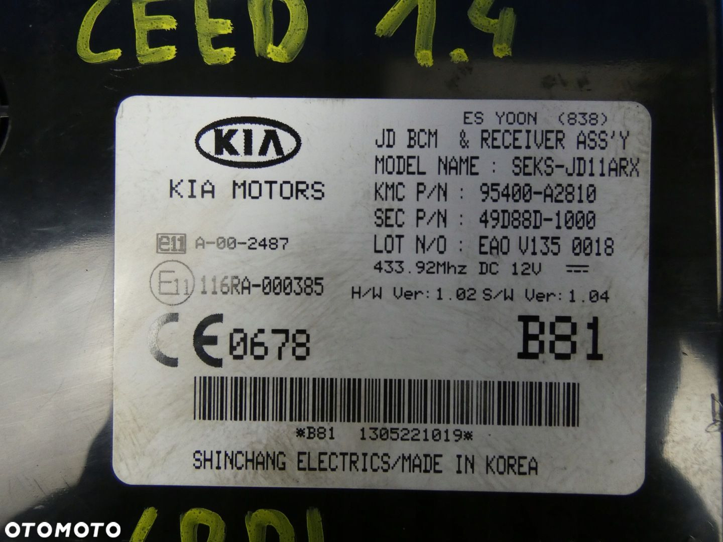 KIA CEED II 12- MODUŁ STEROWNIK BCM - 2