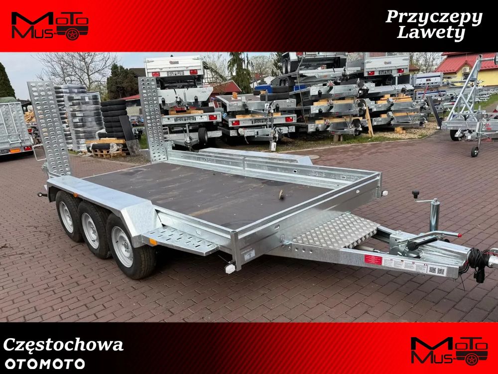 Niewiadów Przyczepa do przewozu sprzętu budowlanego Niewiadów K4035 Najazdy 406x195 cm 3 osie DMC 3500kg pod minikoparke walec dostawa pod dom