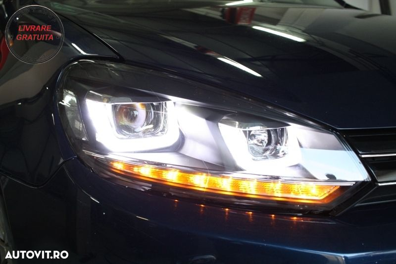 Bara Fata VW Golf VI Golf 6 (2008-2013) R20 Look cu Faruri LED Design Golf 7 3D U - livrare gratuita - 14