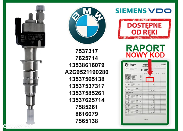 Wtryskiwacz BMW 7537317 benzynowy do modeli 1, 3, 5, 6, 7, X5, X6, Z4. GWARANCJA