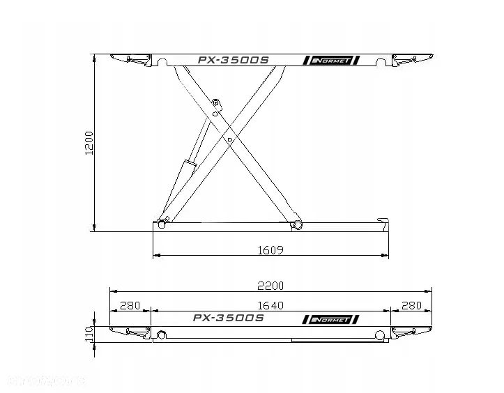 Podnośnik nożycowy mobilny NORMET PX-3500S 3,5T 120 cm 230V - 14
