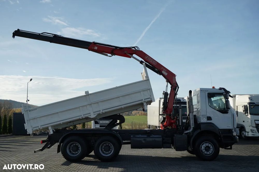 Renault KERAX 410 / 6x4 / BASCULĂ + HDS FASSI F150 / platformă hidroizolatoare / BORDMATIC / anvelope 100% / graifer - 4