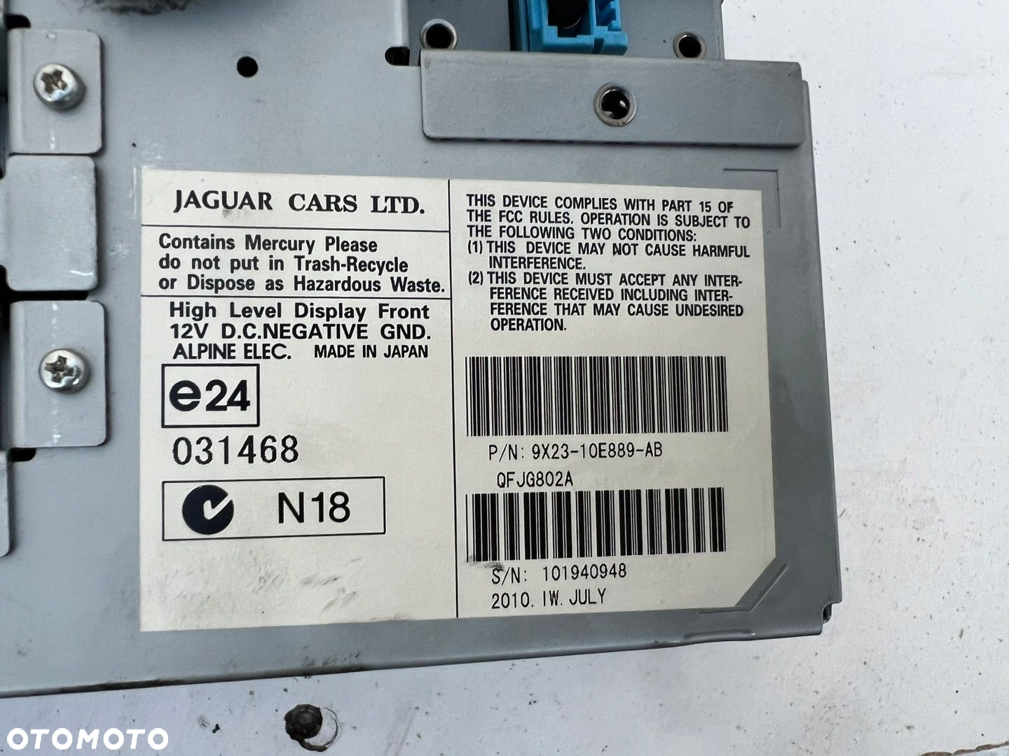 Jaguar XF Ekran wyświetlacza deski rozdzielczej 9X23-10E889-AB - 3