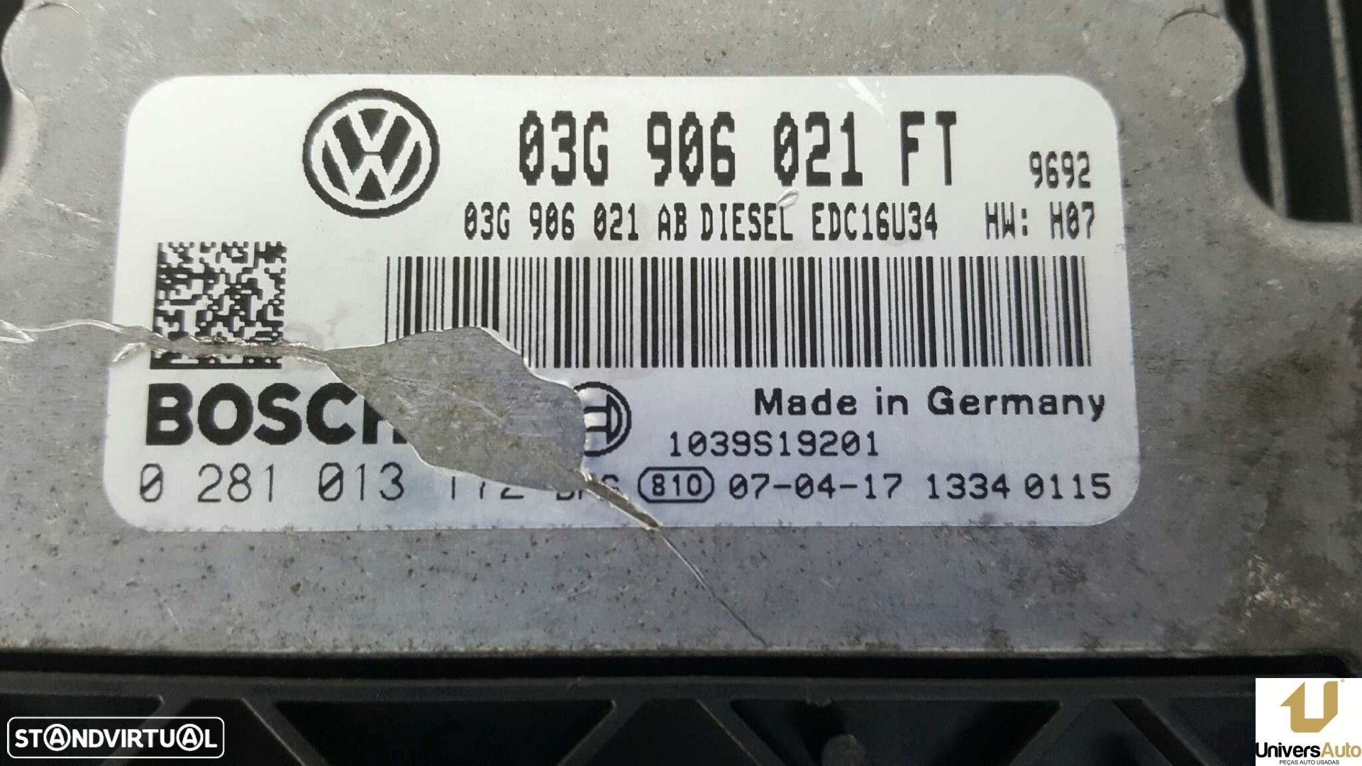 CENTRALINA DO MOTOR UCE VOLKSWAGEN EOS (1F7) 2.0 TDI - 3