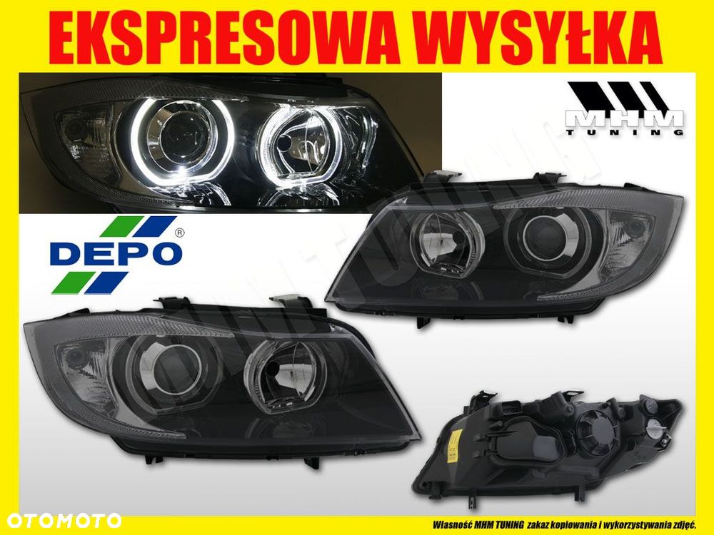 REFLEKTORY LAMPY kpl TUNING RINGI LED ANGEL EYES XENON LOOK BMW 3 E90 E91 - 3