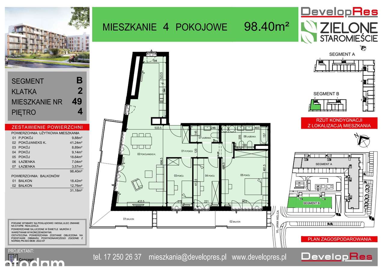 Mieszkanie dla rodziny | 98m2 | 2 balkony | 4 pokoje | B-49