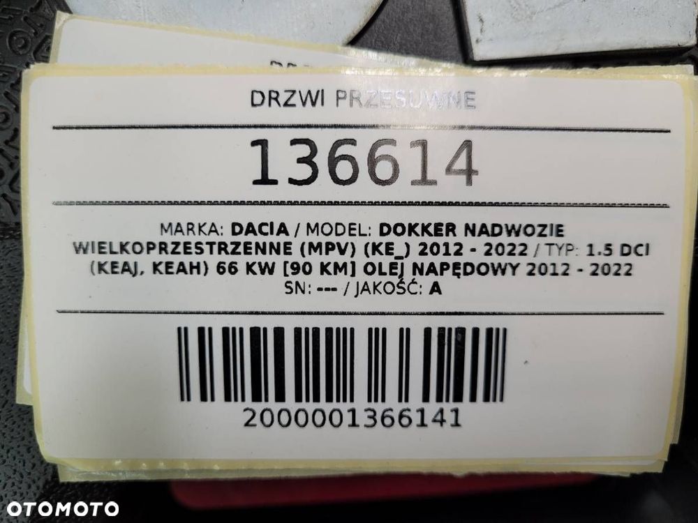 DRZWI PRZESUWNE TYŁ PRAWE DACIA DOKKER 2016 EUROPA - 14