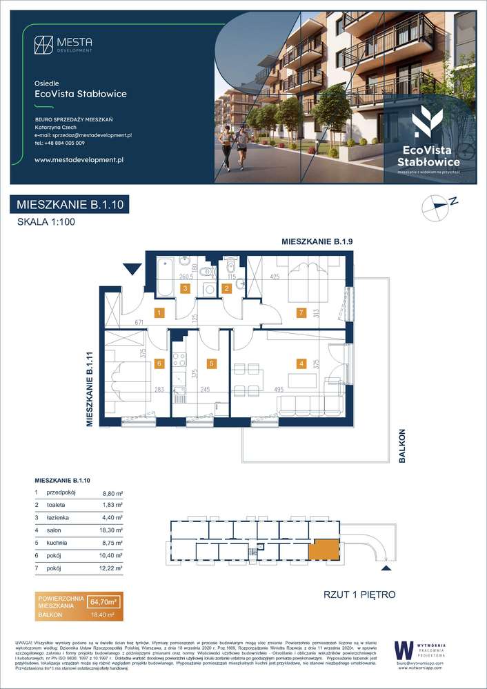 3 pokojowe z oddzielna kuchnią A.1.10 Vista Eco, ul. Łomnicka