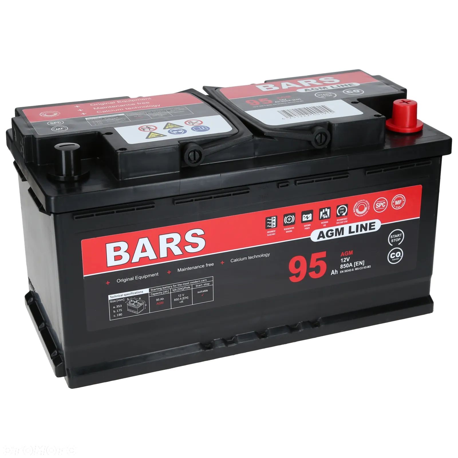 Akumulator Bars AGM 12V 95Ah 850A Start-Stop Rybnik - 1