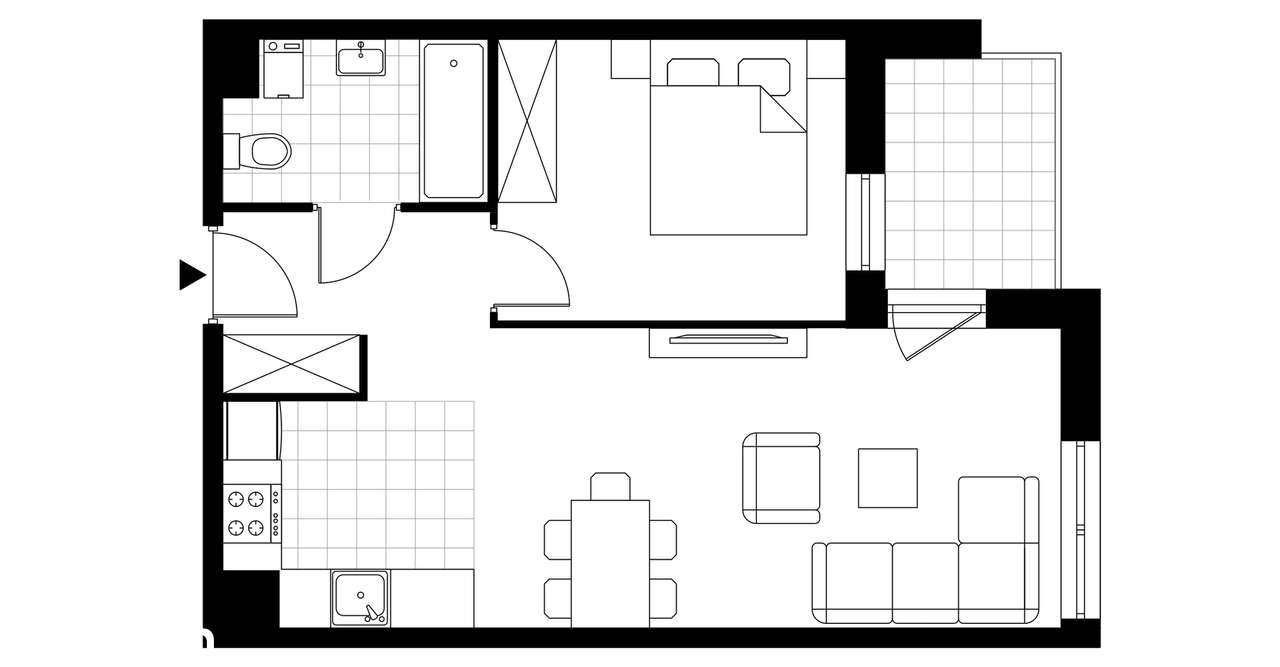 2-pokojowe mieszkanie 43m2 + balkon - Pełny obrazek: 3/23