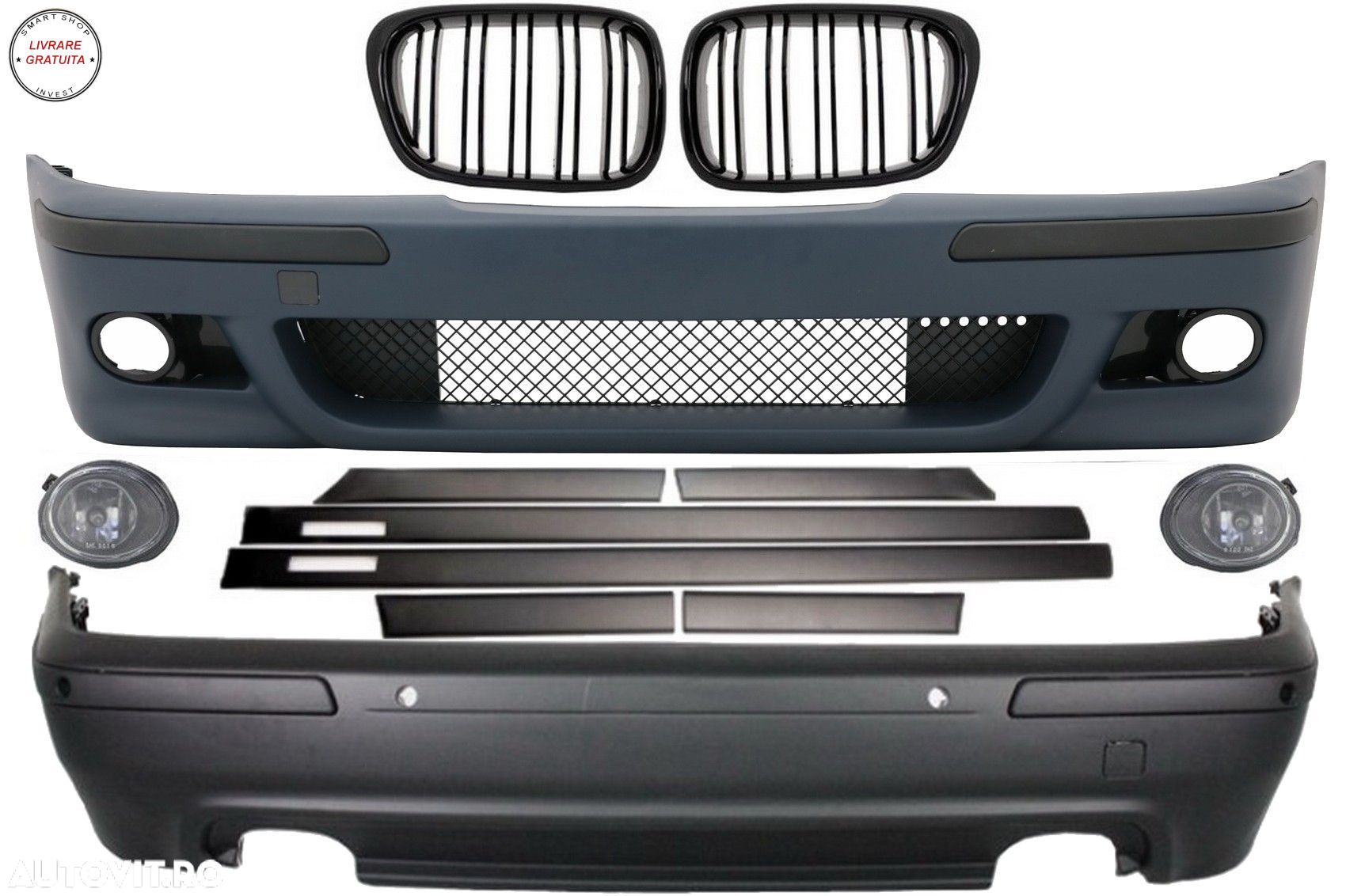 Kit Exterior BMW Seria 5 E39 (1997-2003) Cu Proiectoare Crom si Grile Negru Lucioa- livrare gratuita - 1