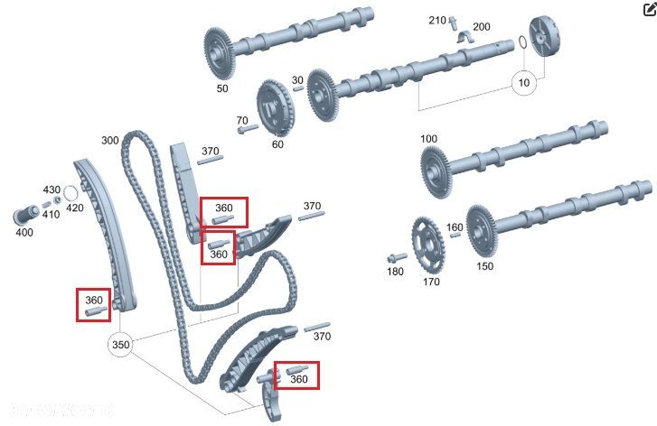 MERCEDES OM642 Trzpien bolec slizgu rozrzadu OE - 2