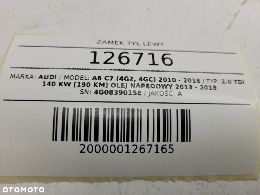 ZAMEK TYŁ LEWY 4G0839015E AUDI A6 C7 2018 EUROPA - 5