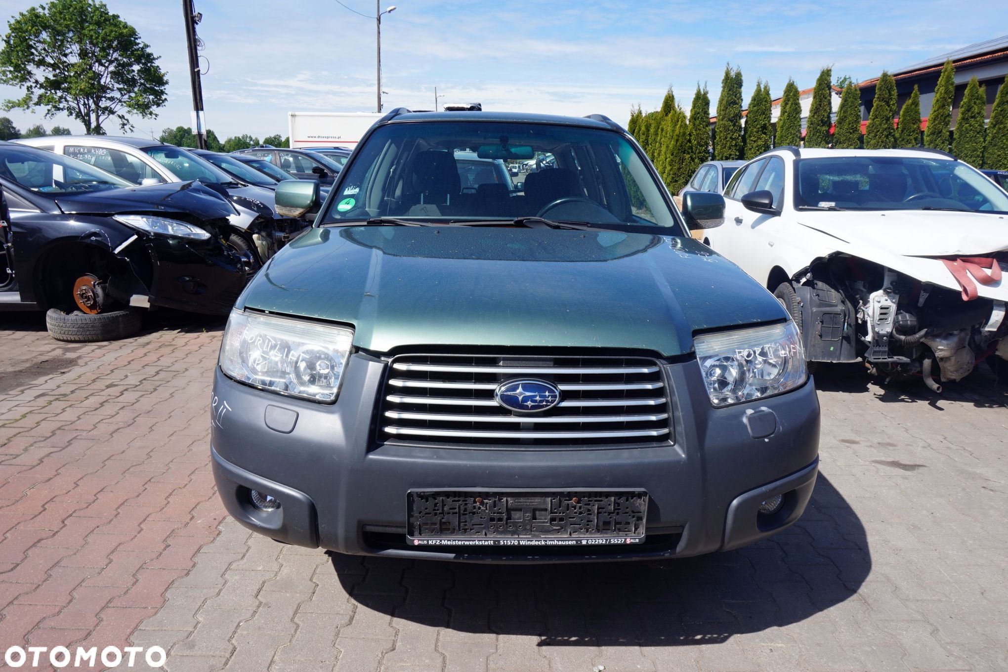 MASKA ZDERZAK BŁOTNIKI LAMPY FORESTER II SG LIFT 5F6  SUBARU 2006-2008 ZIELONY EVERGREEN PRZÓD KOMPLETNY - 1