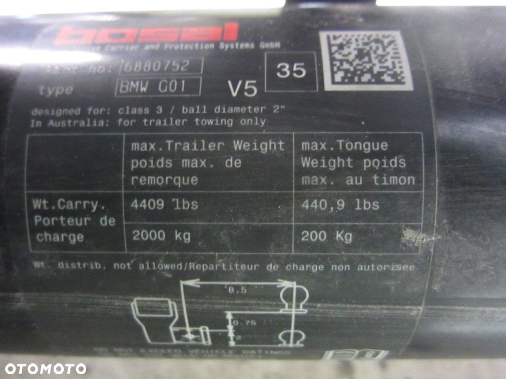 BMW X3 G01 HAK KULA HAKA HOLOWNICZEGO MOCOWANIE 6880752 BOSAL - 10