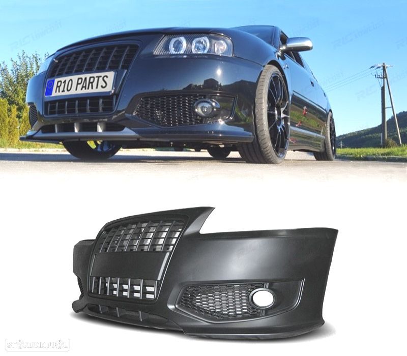 PARA-CHOQUES FRONTAL AUDI A3 8L 96-03 LOOK S LINE + GRELHA PRETA - 1