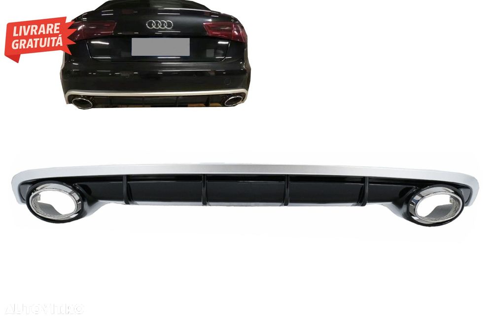Difuzor Bara Spate si Ornamente Evacuare Audi A6 4G Facelift (2015-2018) RS6 Desig- livrare gratuita - 1