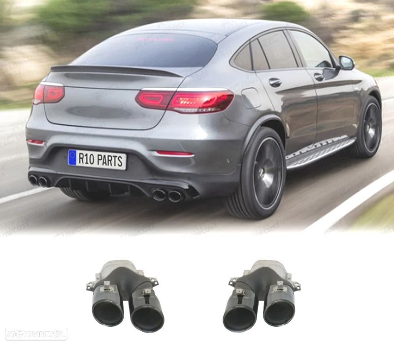 PONTEIRAS DE ESCAPE MERCEDES GLC C253 X253 15-18 LOOK AMG GLC43 PRETAS - 1