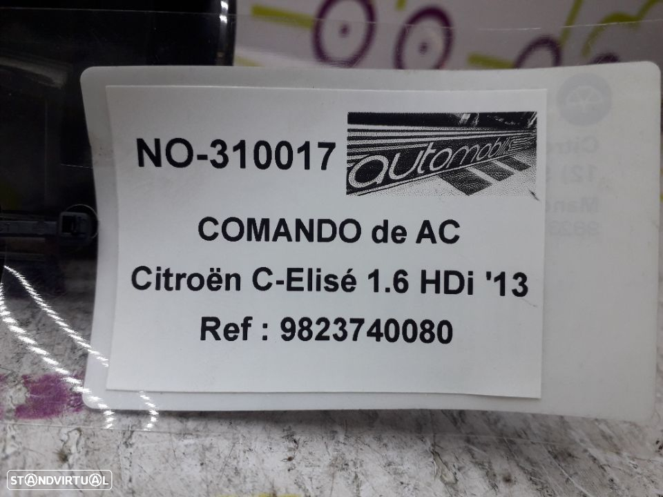 Comando Chauffage / AC Citroën C-Elisé 1.6 HDi 92Cv de 2013 - Ref: 9823740080 - NO310017 - 5